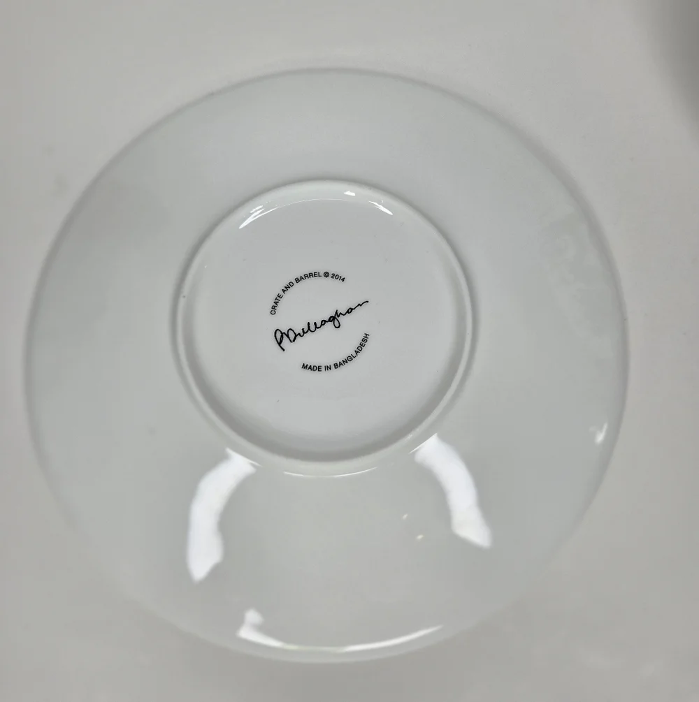 Crate Barrel Teacup Coffee Cup Saucer Artist Penelope Dullaghan